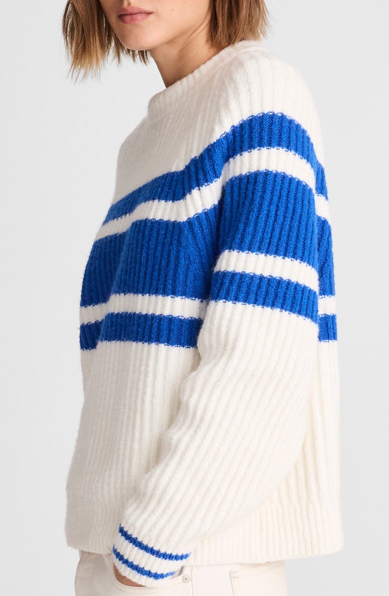 Madewell Stripe Raglan Sleeve Sweater, Alternate, color, Ivory And Blue Apres Stripe