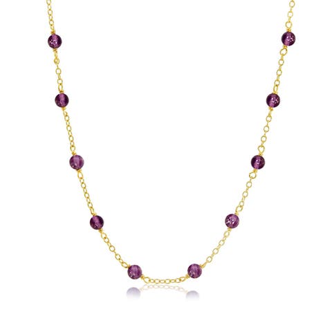 Amethyst Bead Chain Necklace