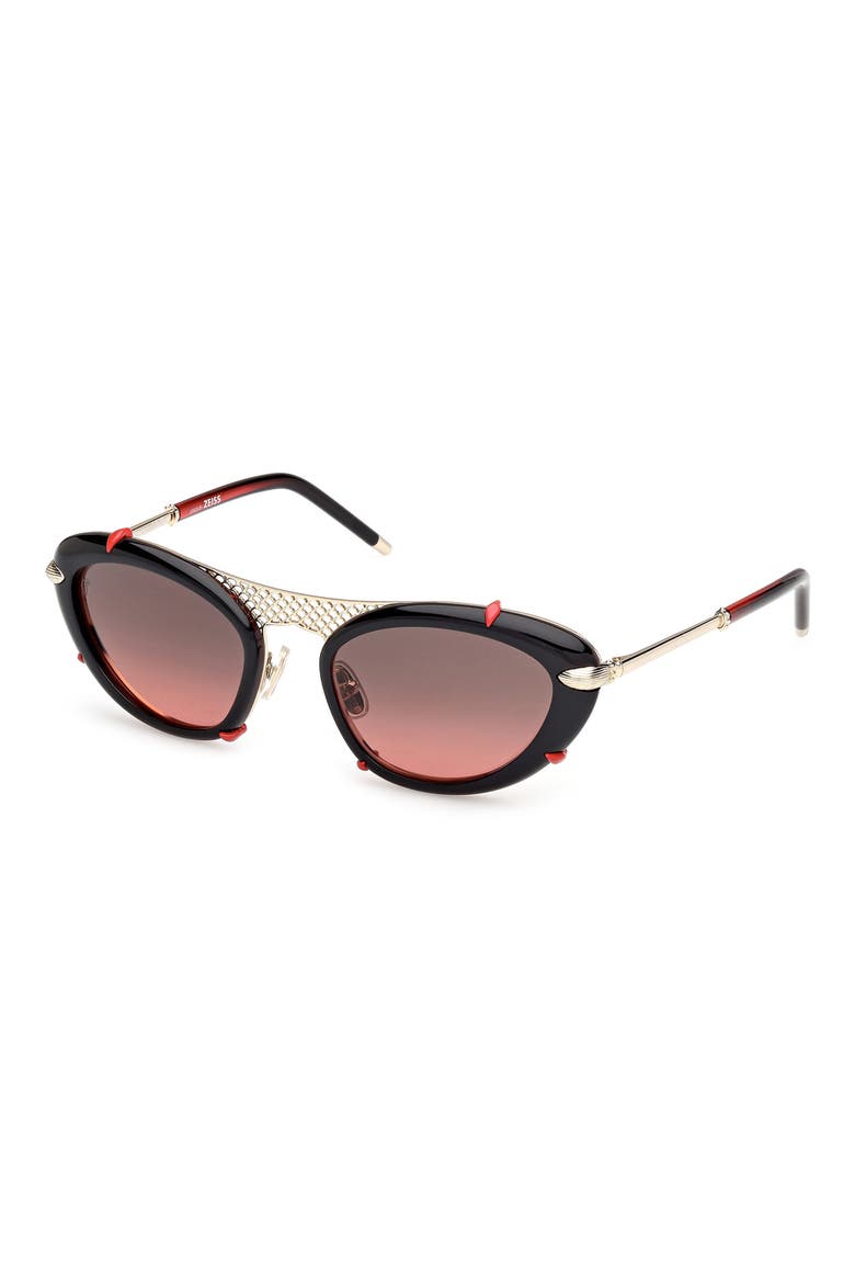 Dolly 54mm Gradient Oval Sunglasses, Alternate, color, BLACK / GOLD / ZEISS RED