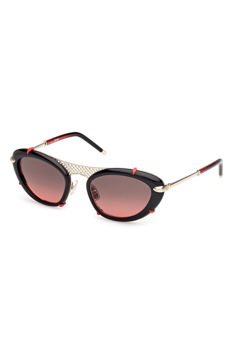 Christian Louboutin Dolly 54mm Gradient Oval Sunglasses, Alternate, color, Black / Gold / Zeiss Red