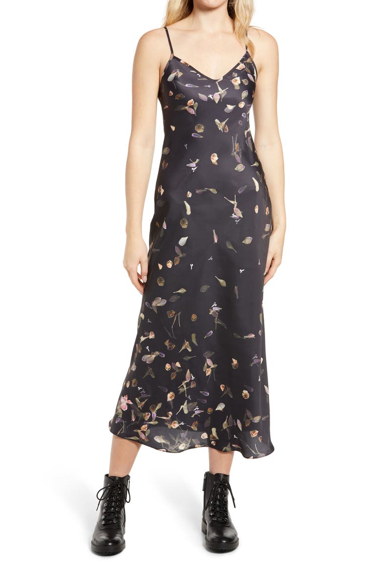 Bryony Mutare Floral Print Slipdress, Main, color, BLACK