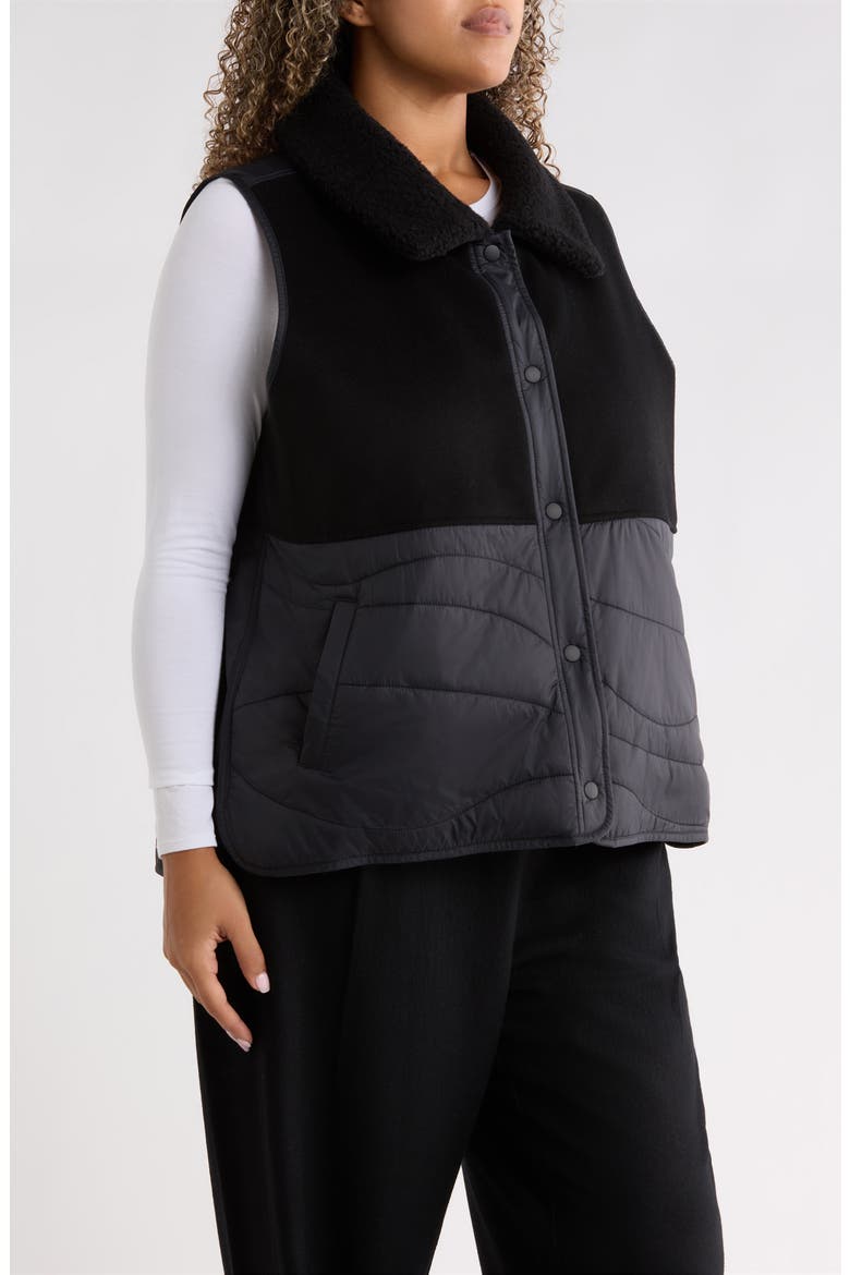 Quilted Recycled Nylon Vest, Alternate, color, BLACK