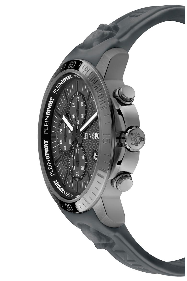 Camo Dial Three-Hand Quartz Silicone Strap Watch, 43mm, Alternate, color, GUN