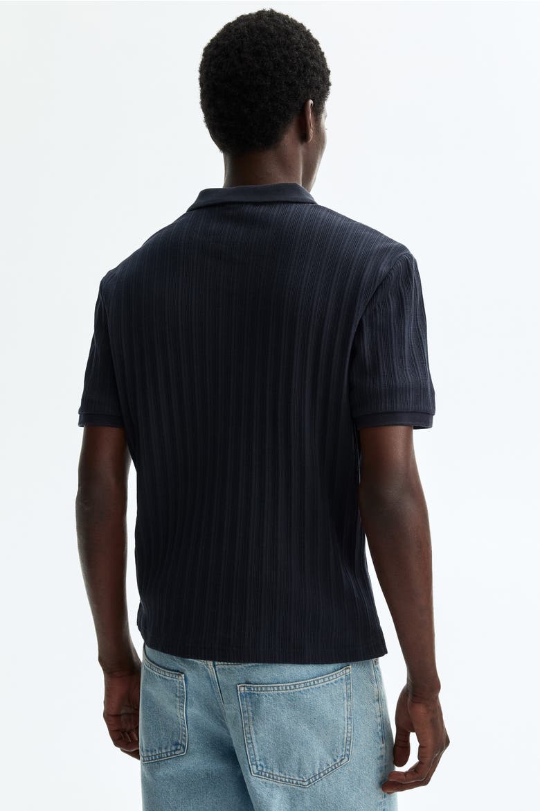 Slim-fit Textured Jersey Polo Shirt, Alternate, color, Navy blue
