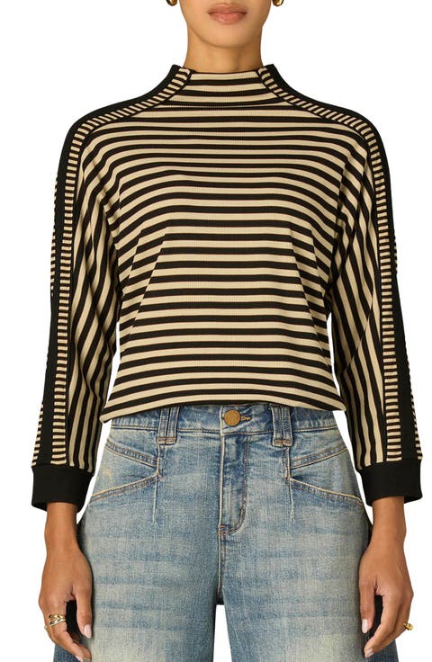 Stripe Mock Neck Rib Top
