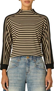 Wit & Wisdom Stripe Mock Neck Rib Top