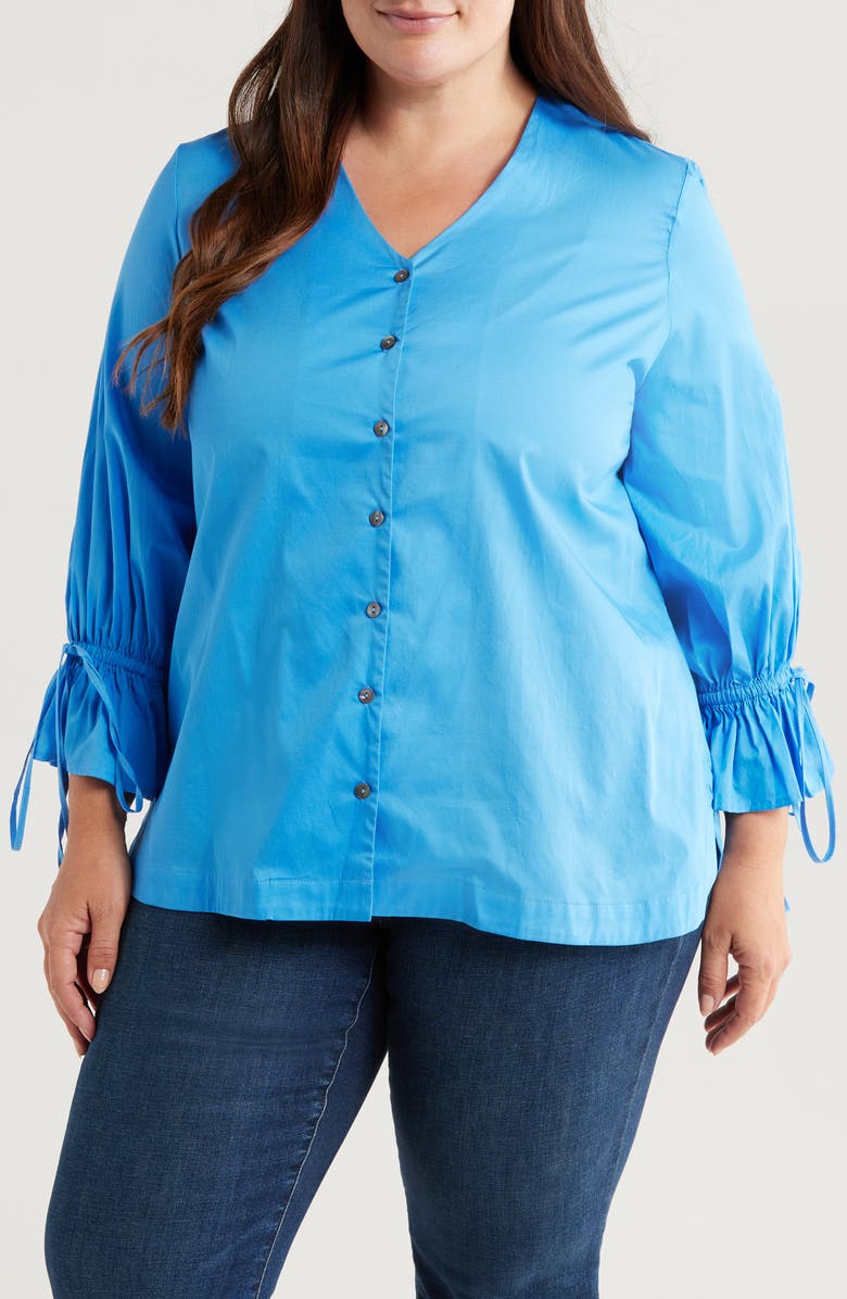 HARSHMAN Moana V-Neck Button-Up Shirt, Main, color, 