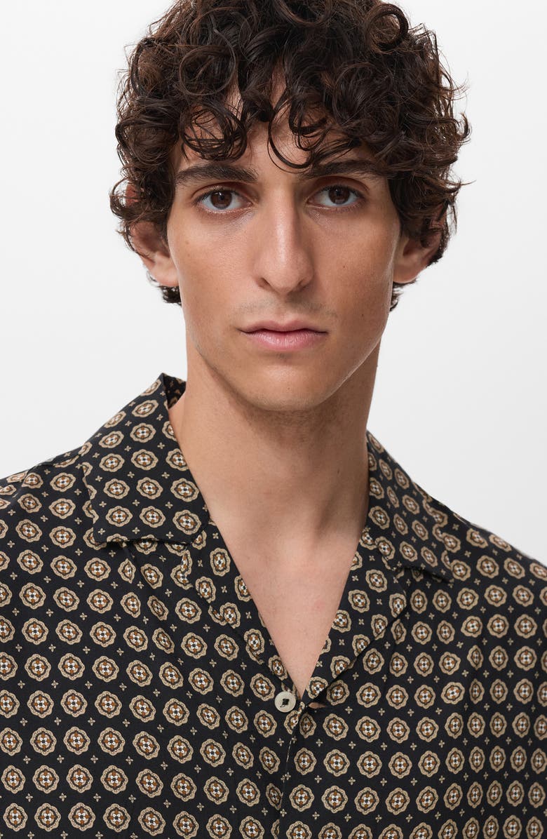 MANGO Print Regular Fit Short Sleeve Button-Up Camp Shirt, Alternate, color, 