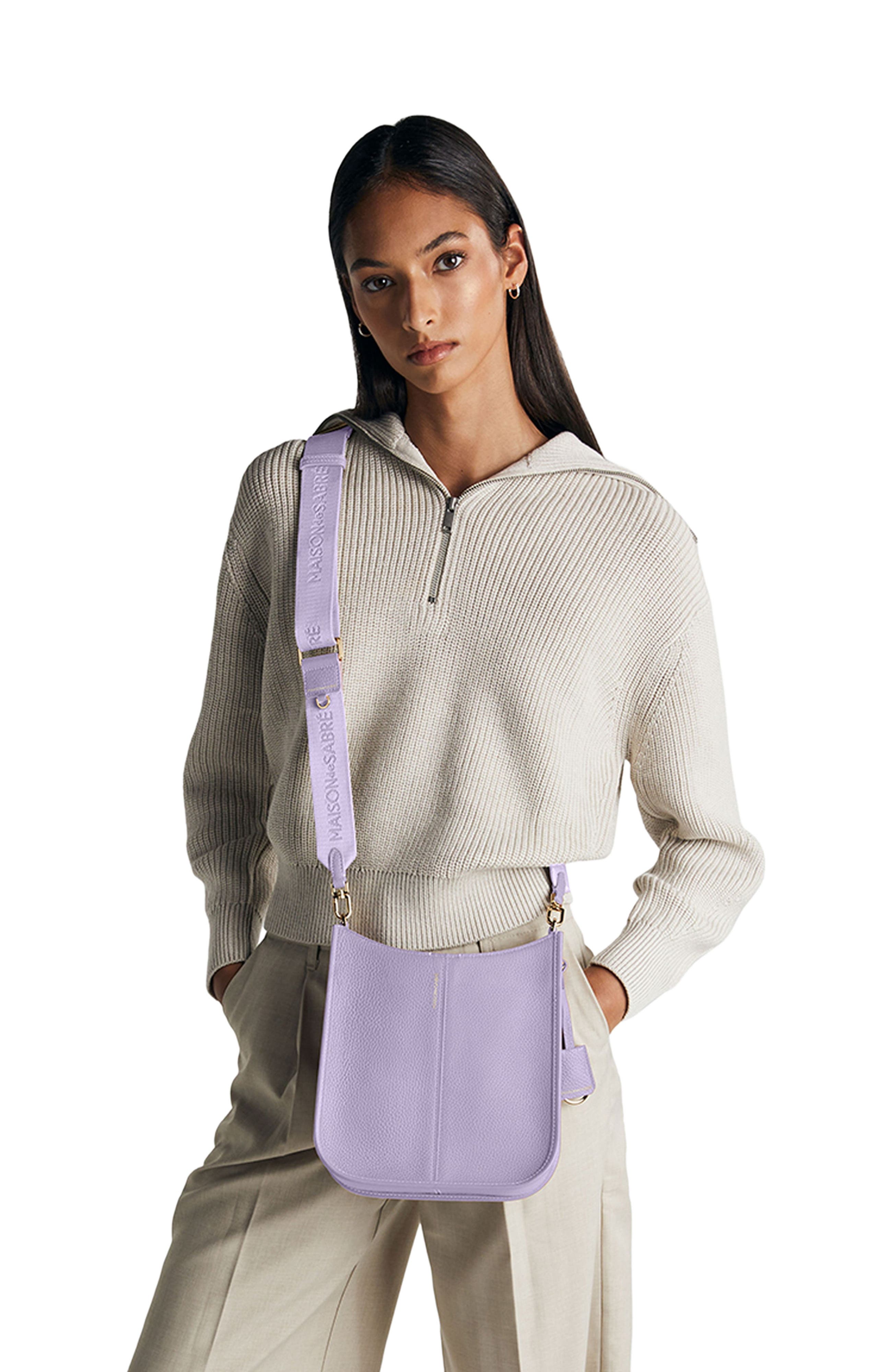 Leather Saddle Bag, Alternate, color, Lavender Purple