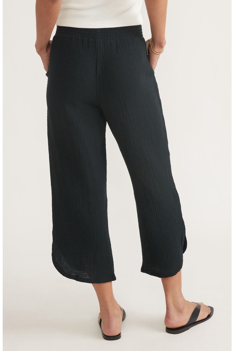 Corinne Wide Leg Double Cloth Cotton Pants, Alternate, color, FADED BLACK