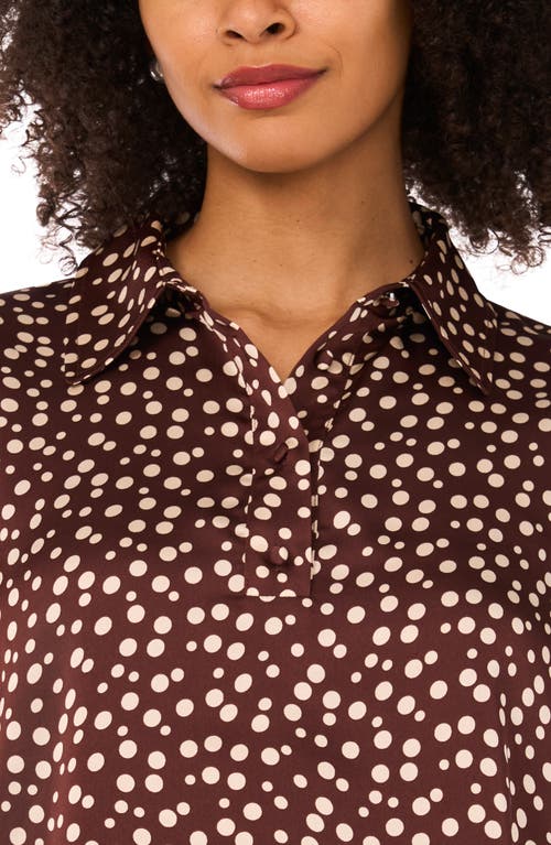 Halogen ® Polka Dot Long Sleeve Satin Top In Burgundy