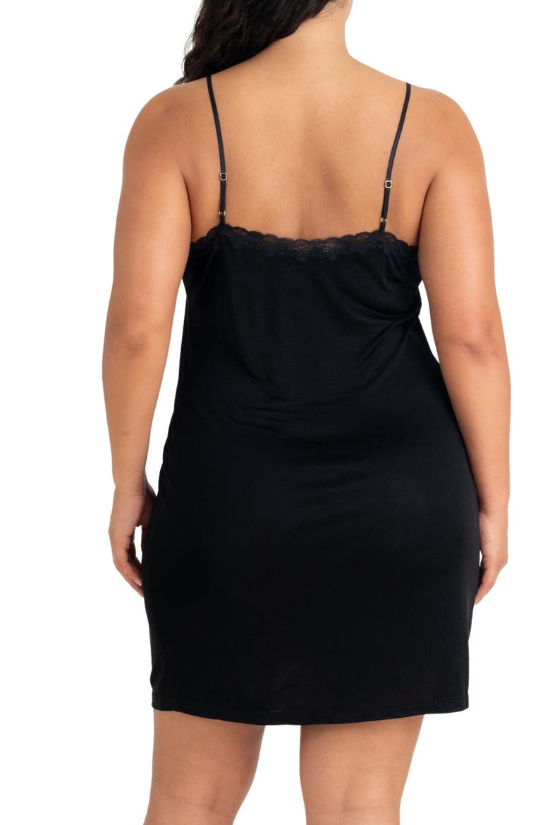 Lace Trim Nylon & Silk Slip, Alternate, color, TAP SHOE BLACK