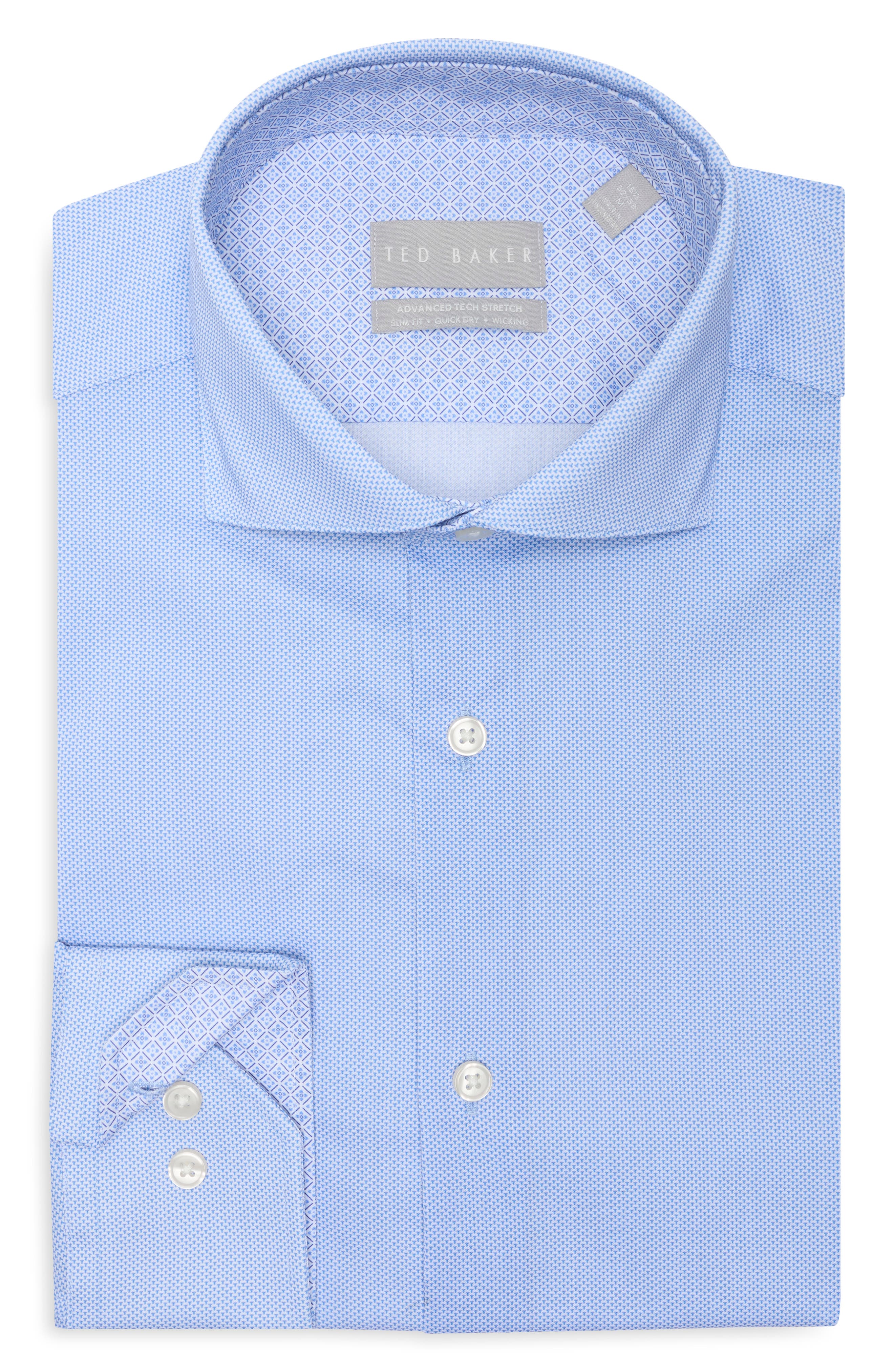 Advanced Tech Stretch Slim Fit Print Dress Shirt