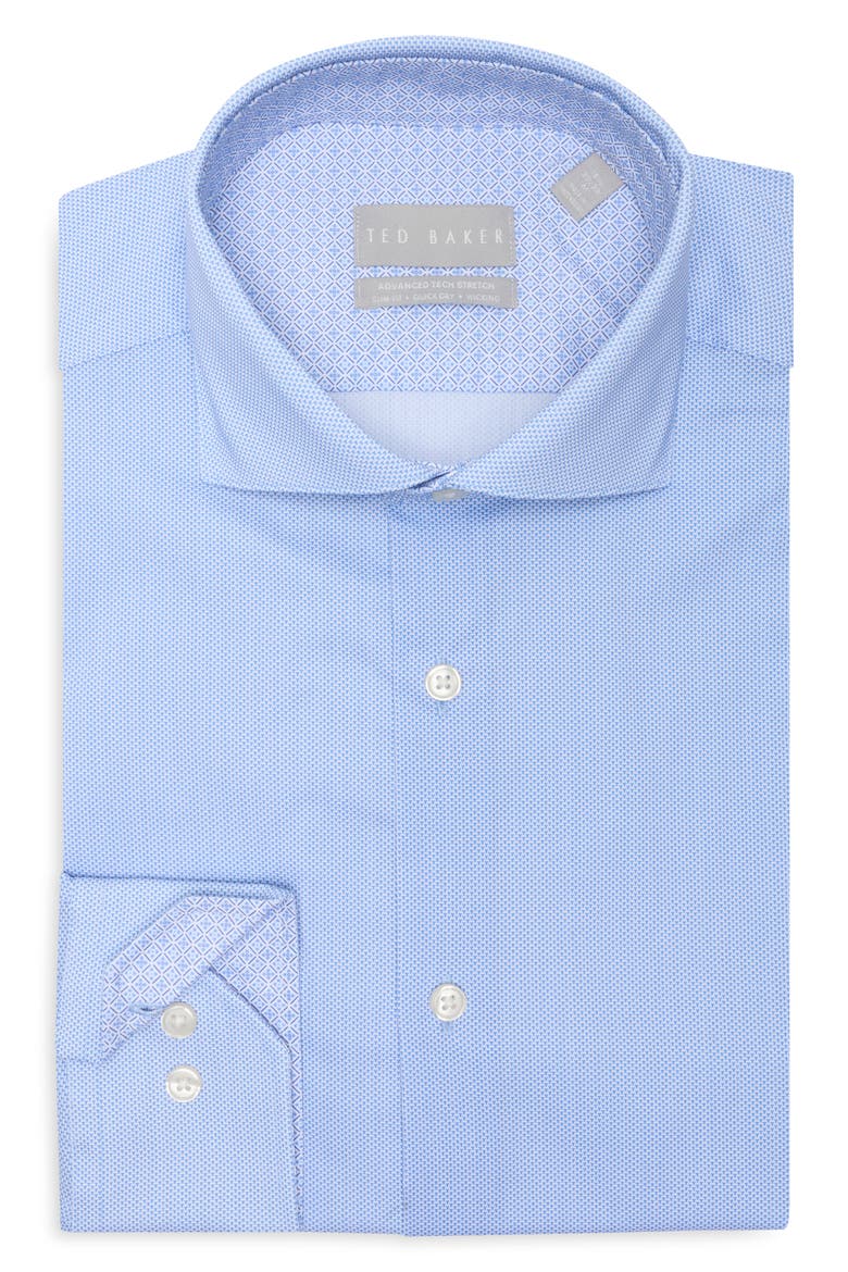 Advanced Tech Stretch Slim Fit Print Dress Shirt, Main, color, MIST