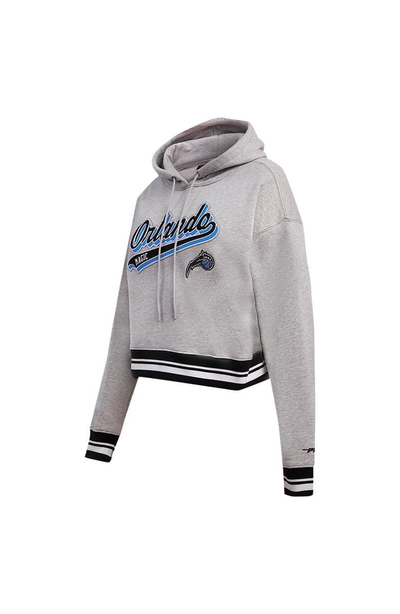 PRO STANDARD Women's Pro Standard Heather Gray Orlando Magic Script Tail Cropped Pullover Hoodie, Alternate, color, Heather Gray