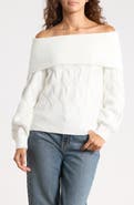 Madden Girl Off the Shoulder Cable Knit Sweater