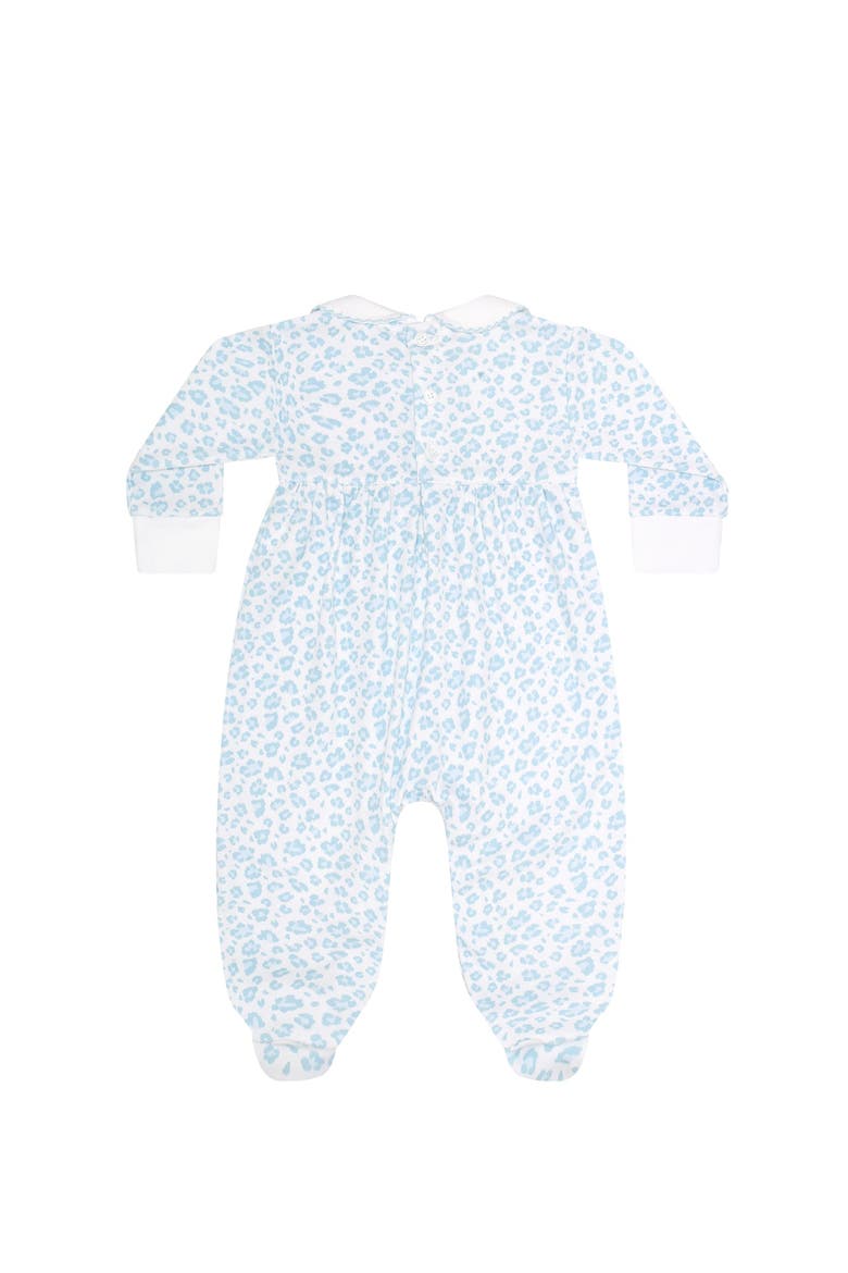 Blue Cheetah Print Smocked Footie - Baby, Alternate, color, Blue
