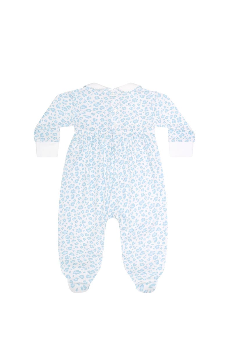 Nellapima Blue Cheetah Print Smocked Footie - Baby, Alternate, color, Blue