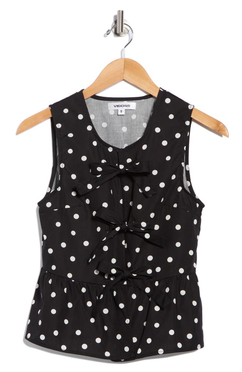Polka Dot Front Bow Cotton Tank