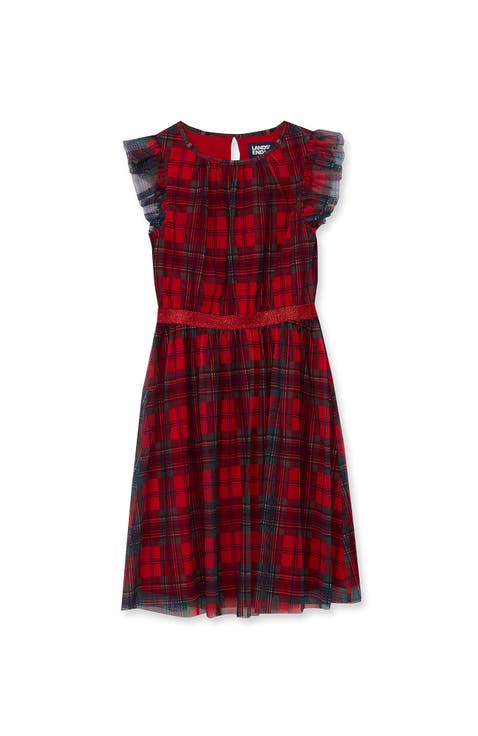 Girls Sleeveless Plaid Dress