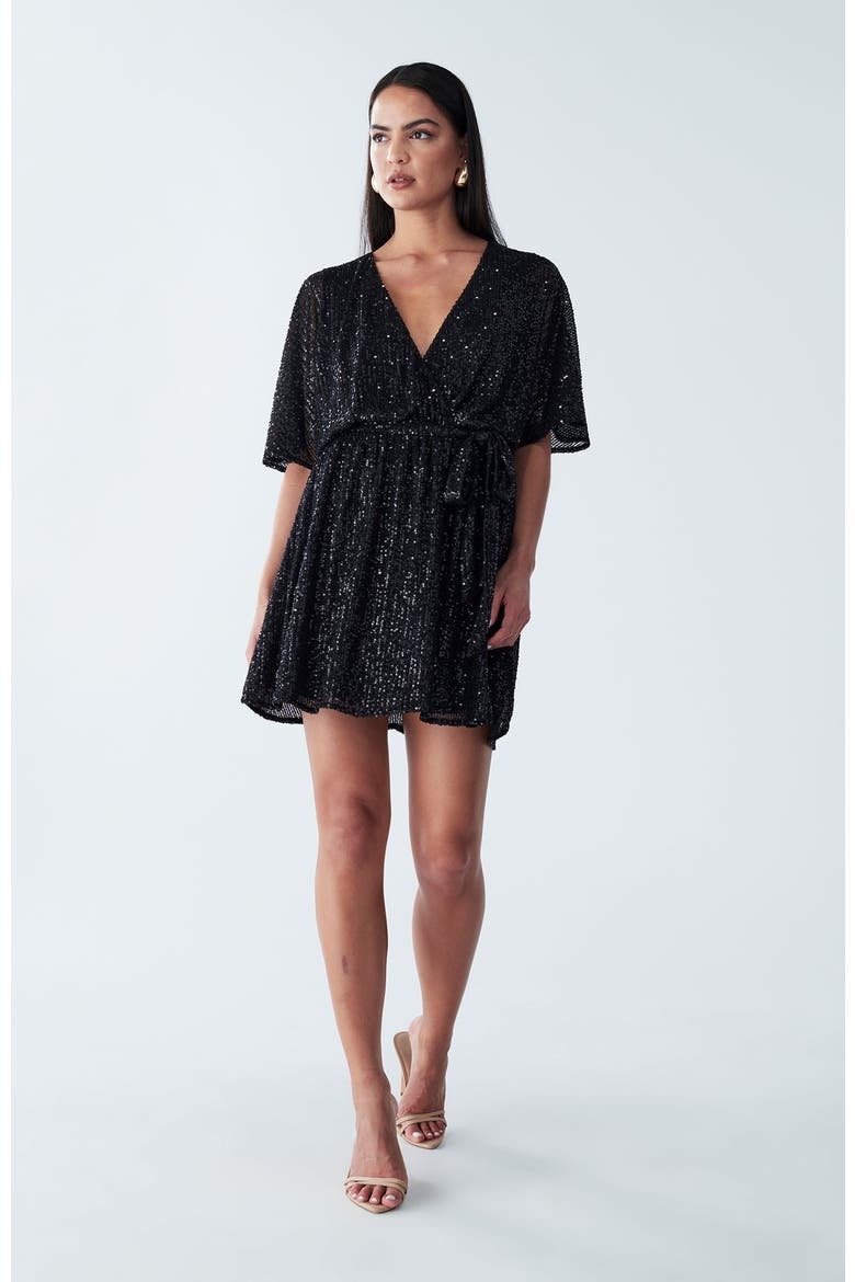 Danae Mini Dress, Main, color, Black Sequin