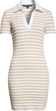 Veronica Beard Bailey Stripe Cotton Knit Polo Dress