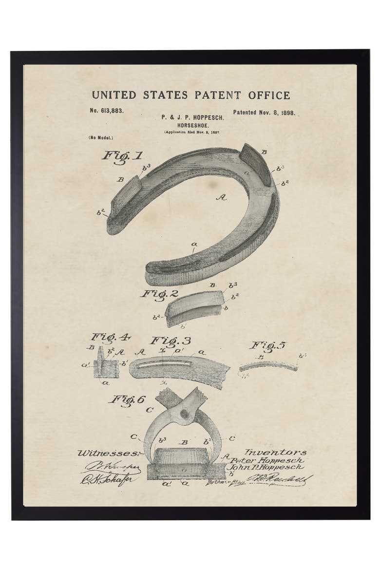 Horseshoe Patent in Black Frame, Main, color, No Color