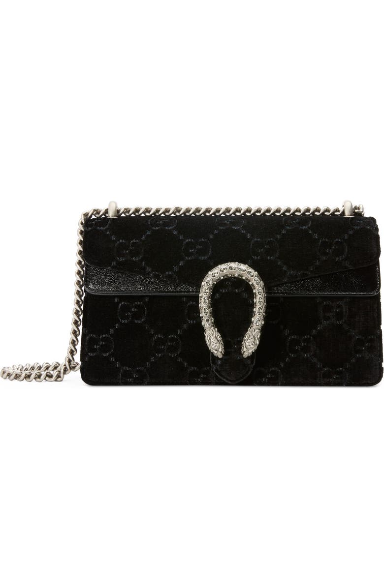 Gucci Small Embroidered GG Velvet Shoulder Bag, Main, color,