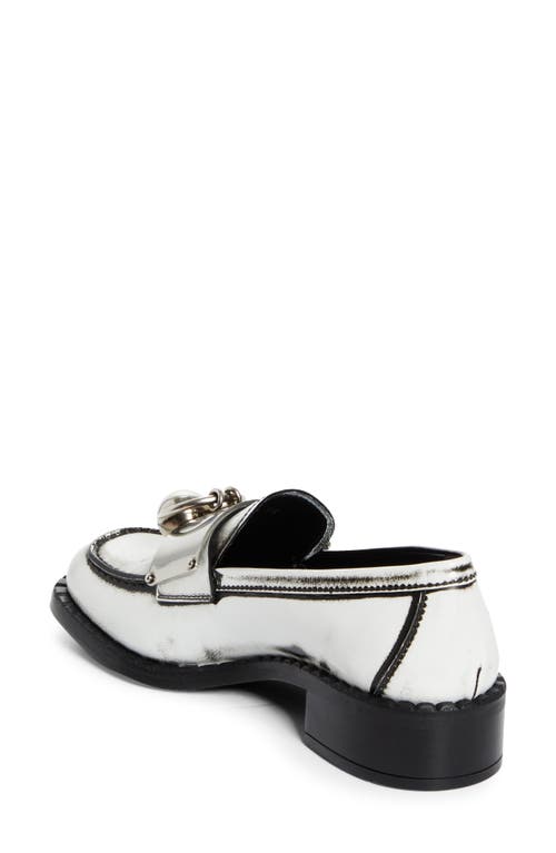 Shop Prada Two-tone Calfskin Leather Loafer In Bianco