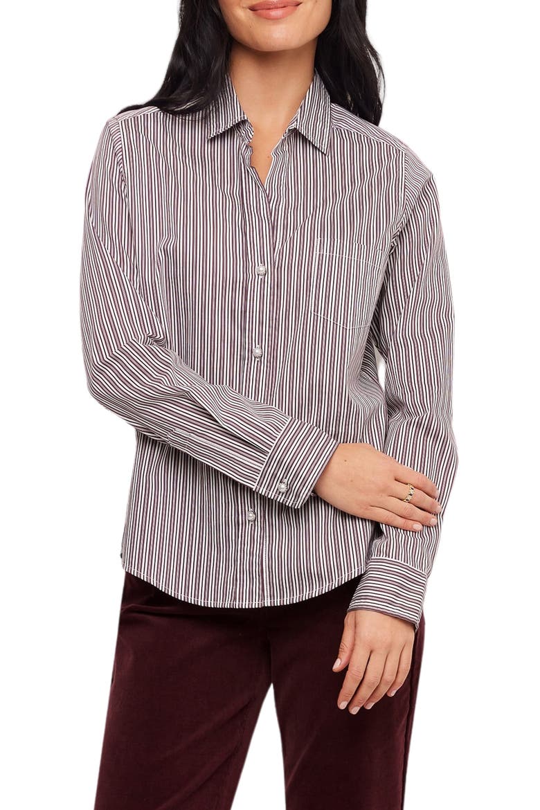 Striped Button Up Shirt, Main, color, WINE