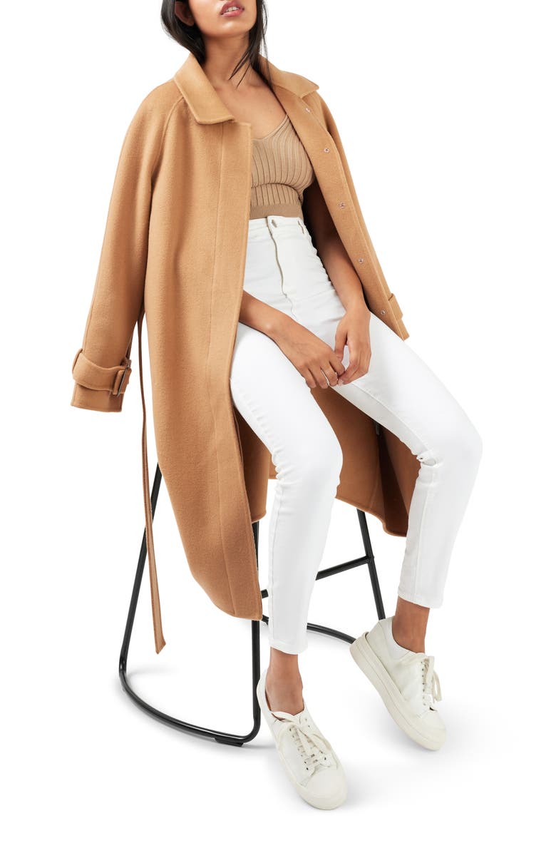 Belle & Bloom Shore to Shore Belted Wool Coat, Alternate, color, Camel