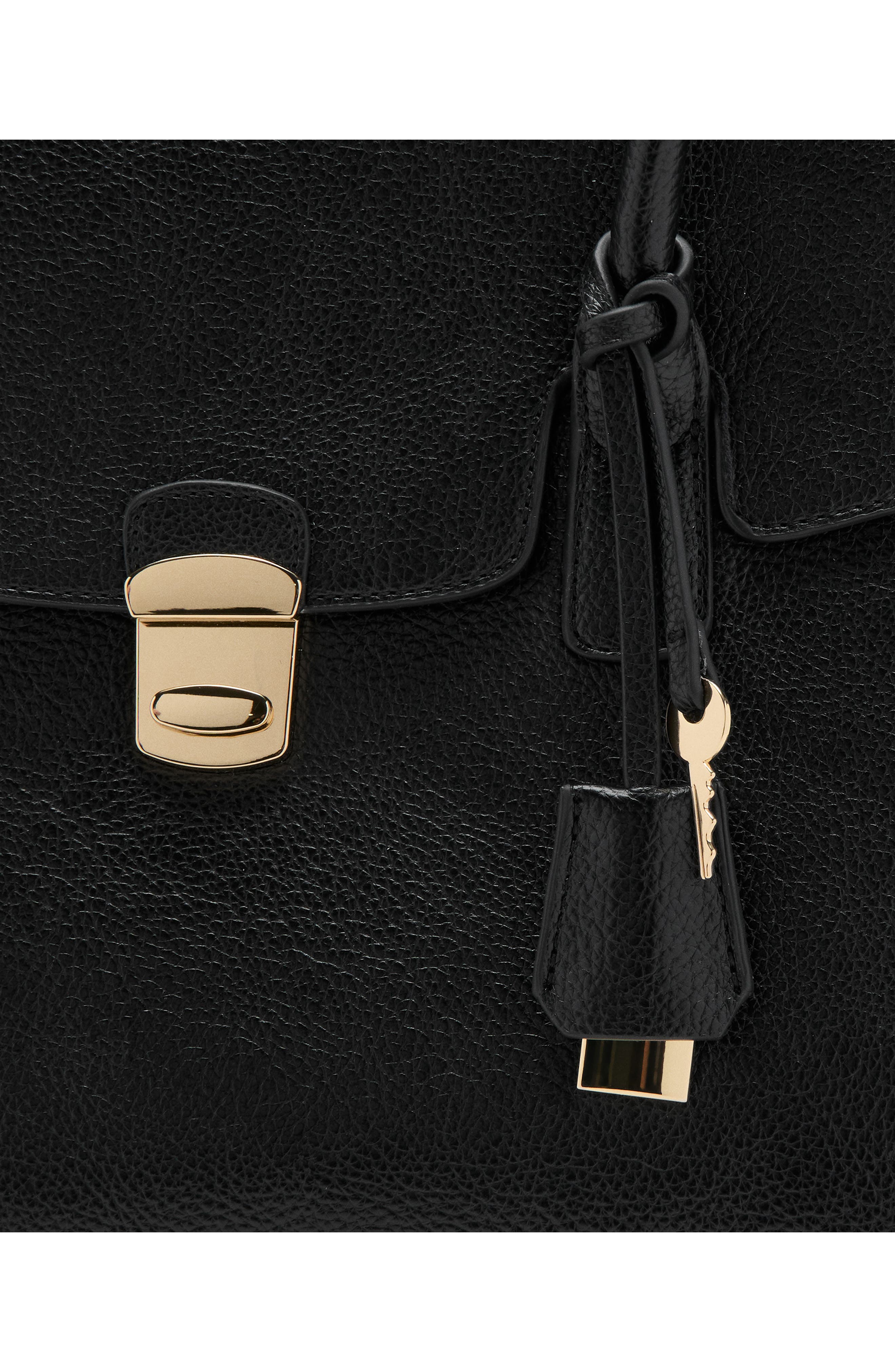 MANGO Medium City Faux Leather Satchel, Alternate, color, Black