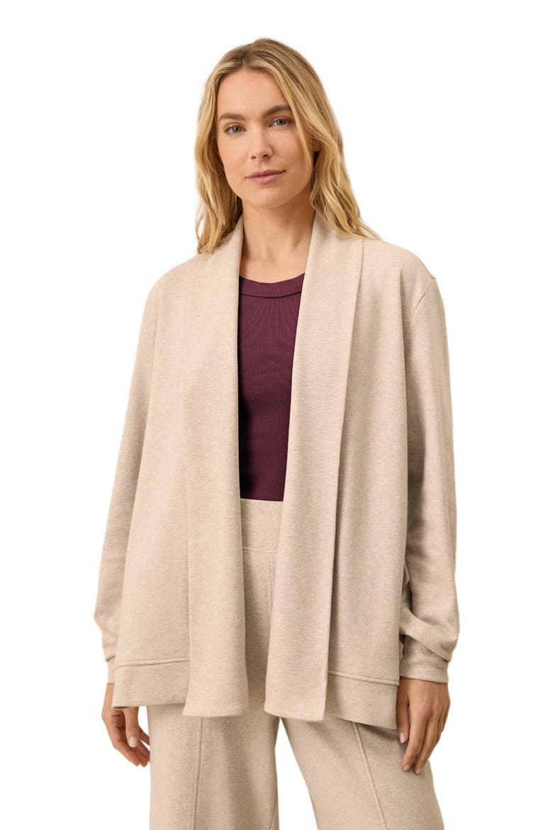 Airplane Short Drape Cardigan, Alternate, color, Flax Heather