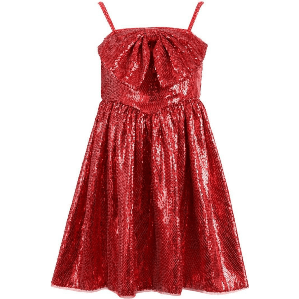 Lola + The Boys Big Bow Sequin Dress In Red