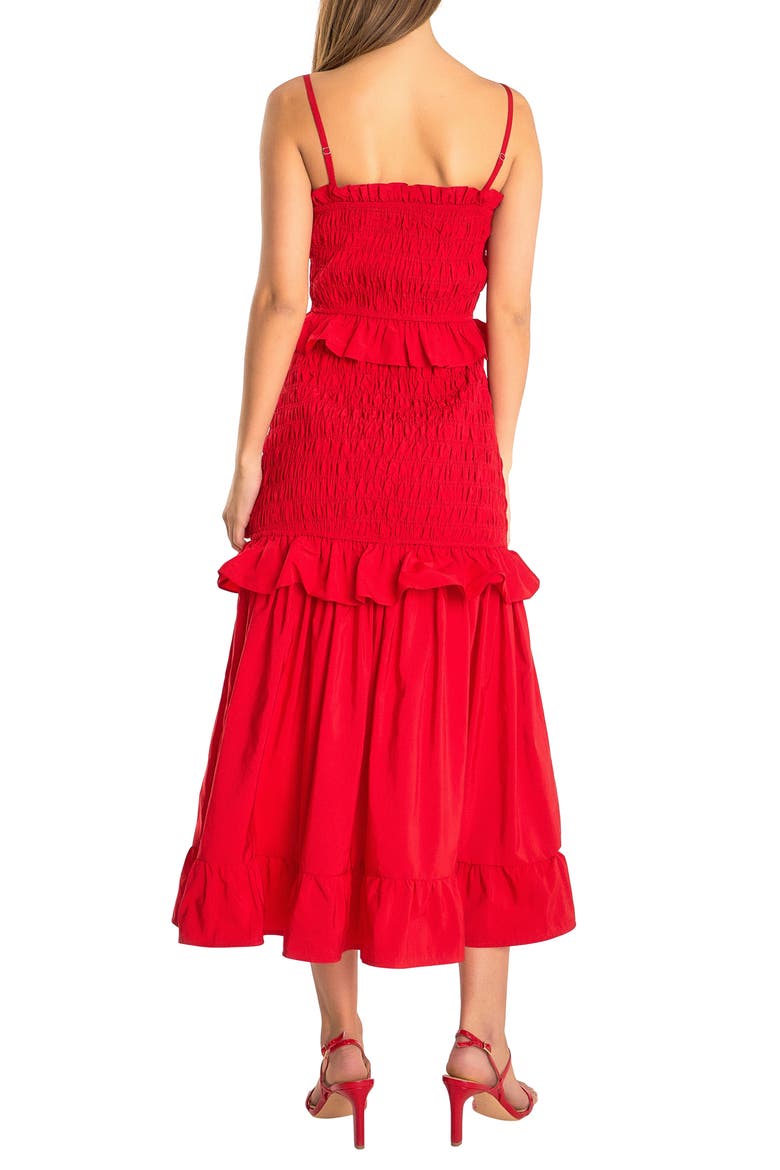 Ruffle Smocked Maxi Dress, Alternate, color, RED