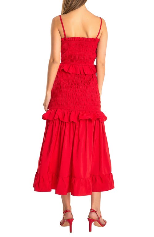 Shop Endless Rose Ruffle Smocked Maxi Dress In Red