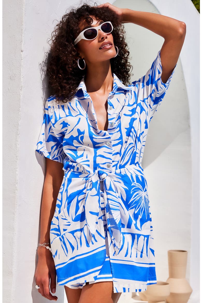 Codi Print Tie Front Shirtdress, Alternate, color, PRINT