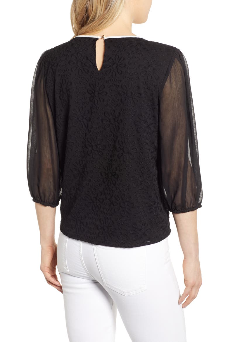 Tie Neck Blouse, Alternate, color, RICH BLACK