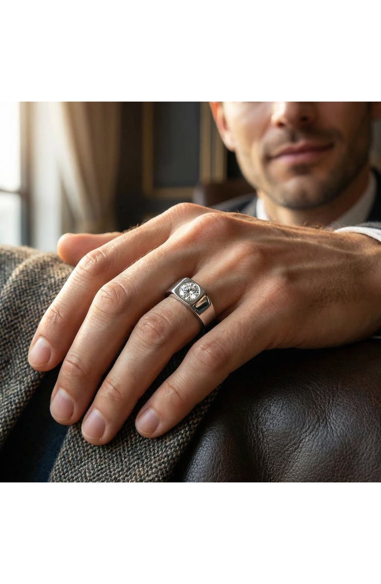 Bliss Diamond 1 Ct Solitaire Lab Grown Men's Diamond Wedding Ring in 10k Gold, Alternate, color, 10K White Gold