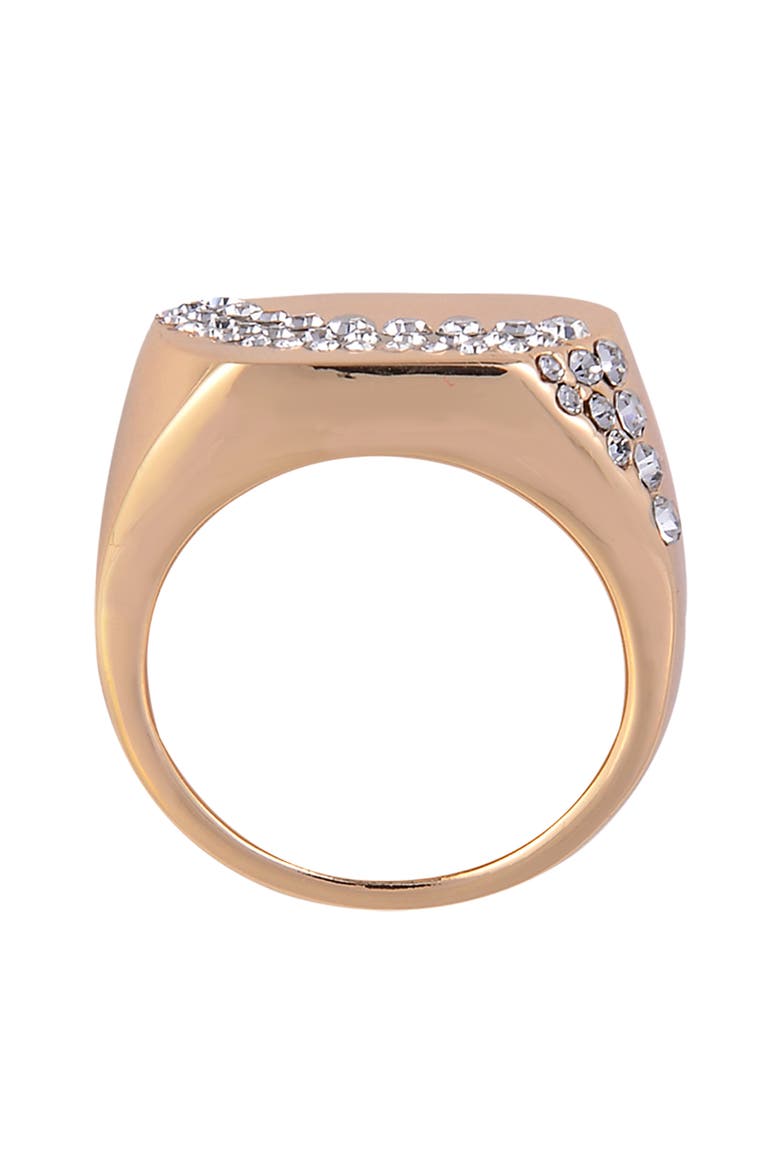Crystal Geometric Signet Ring, Alternate, color, GOLD
