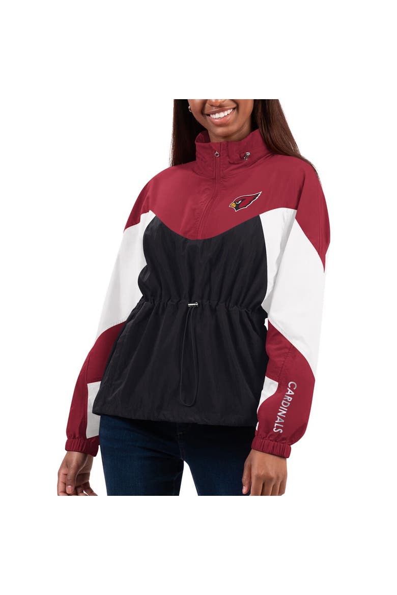 Women's G-III 4Her by Carl Banks Black/Cardinal Arizona Cardinals Tie Breaker Lightweight Quarter-Zip Jacket, Main, color, Black