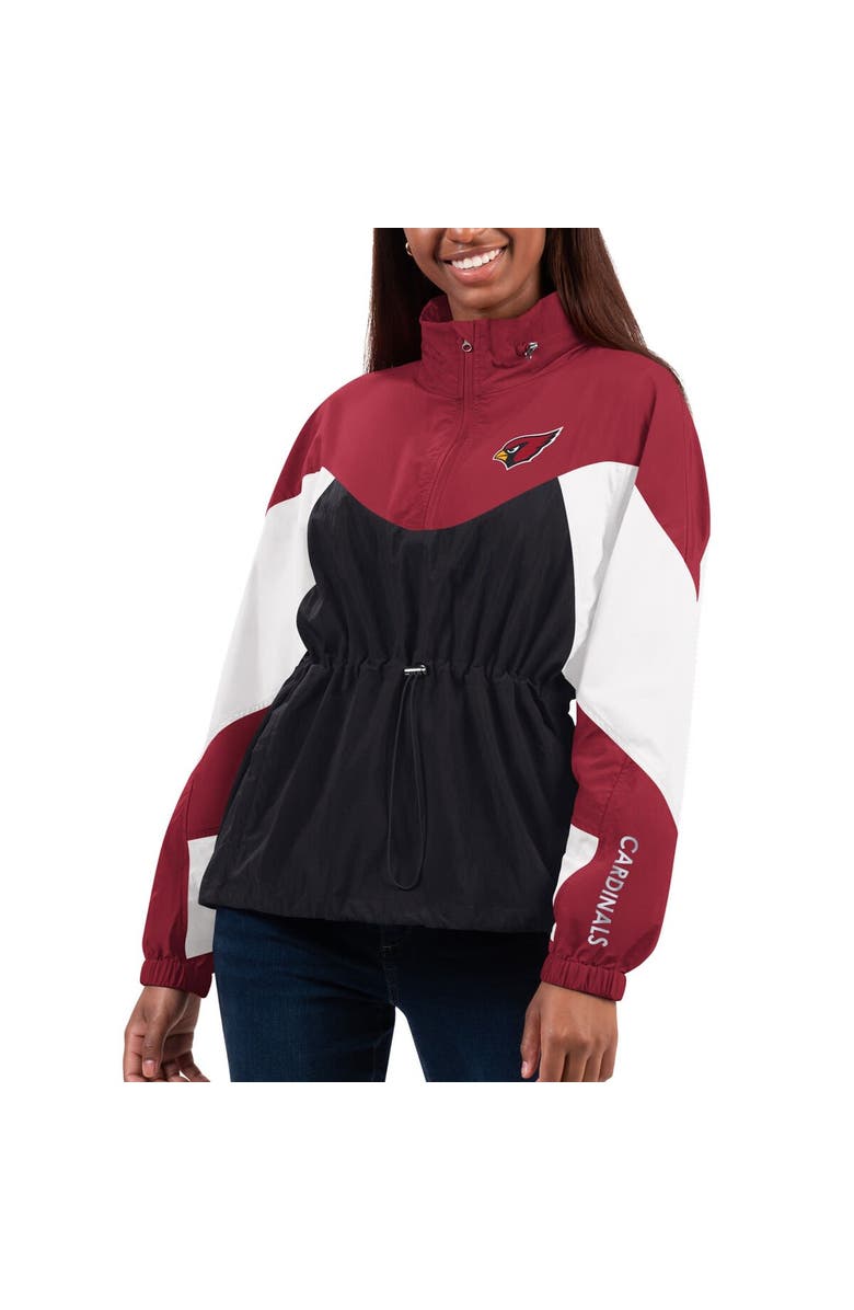 G-III 4HER BY CARL BANKS Women's G-III 4Her by Carl Banks Black/Cardinal Arizona Cardinals Tie Breaker Lightweight Quarter-Zip Jacket, Main, color, Black