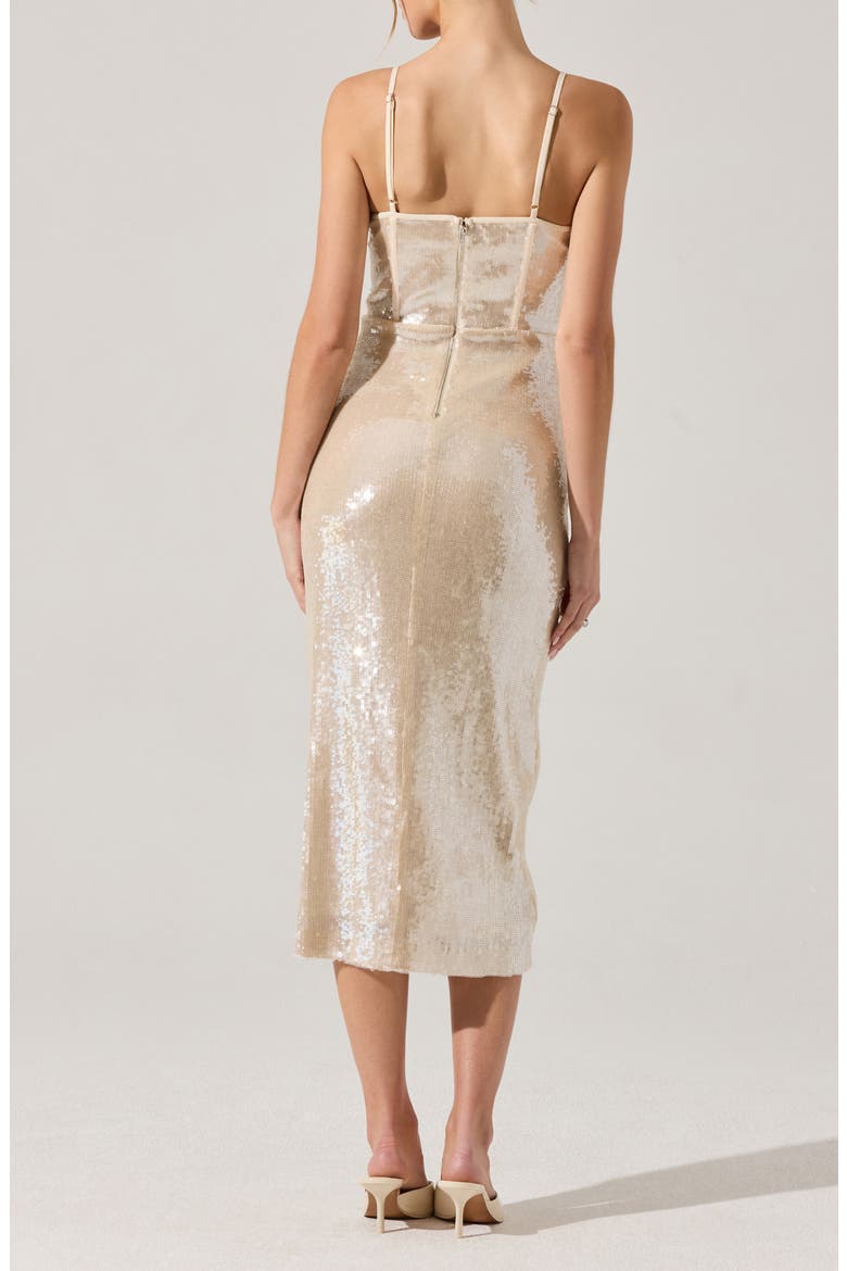 Liese Sequin Corset Midi Dress, Alternate, color, CREAM
