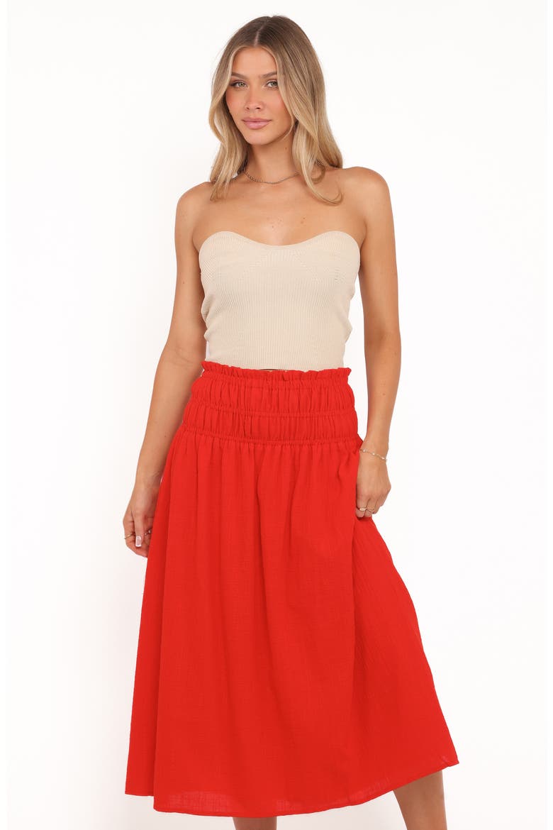 Mattea Smock Waist Cotton Gauze Maxi Skirt, Alternate, color, RED