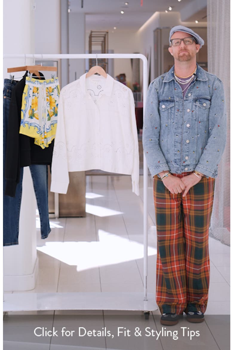 Eyelet Cotton & Linen Button-Up Shirt video