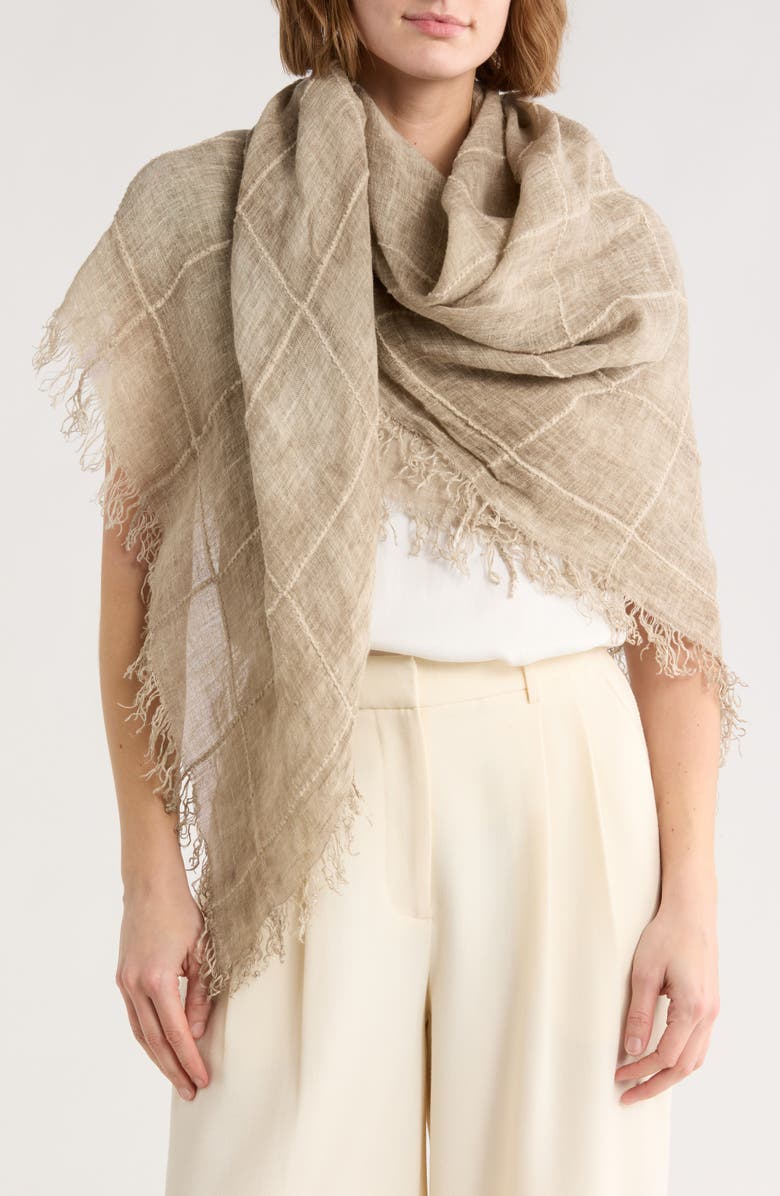 Eileen Fisher Organic Linen & Organic Cotton Square Scarf, Main, color, Wheat