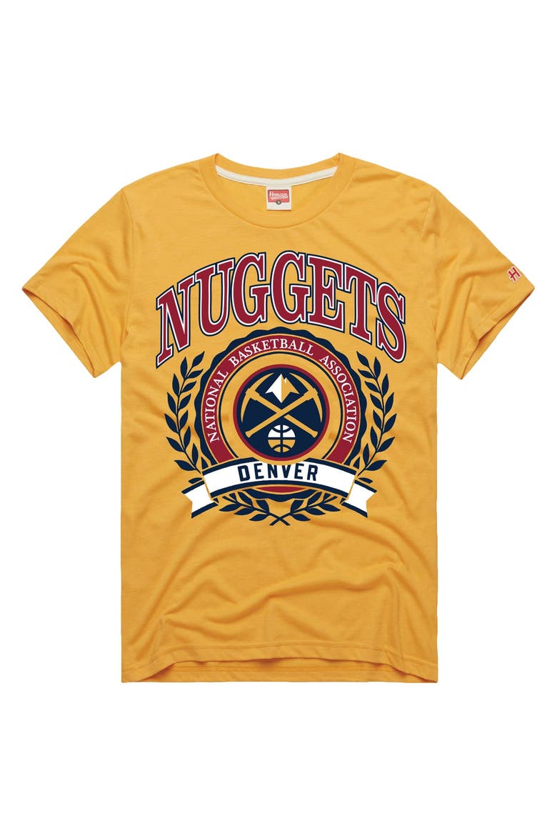 Unisex Homage  Gold Denver Nuggets Crest Tri-Blend T-Shirt, Main, color, Gold