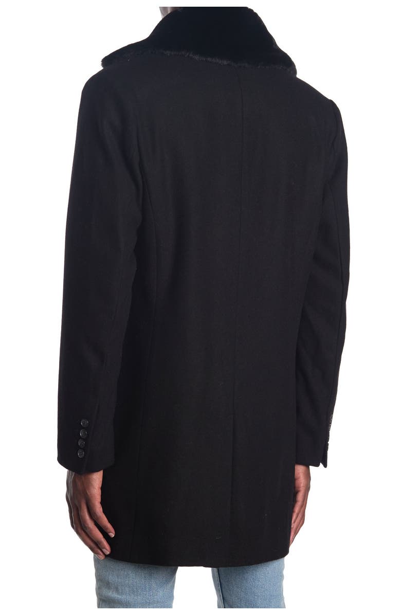 Sean John Wool Blend Faux Fur Trim Coat, Main, color, 