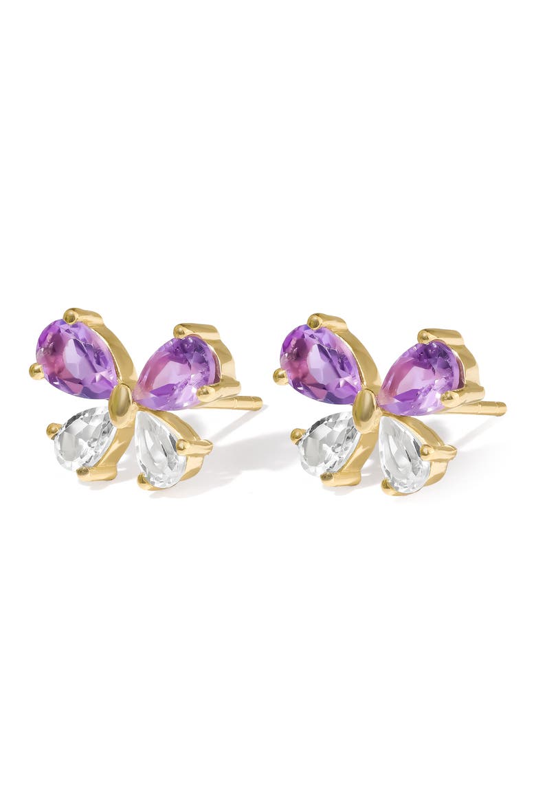 Goldtone Stud Earrings, Alternate, color, PURPLE
