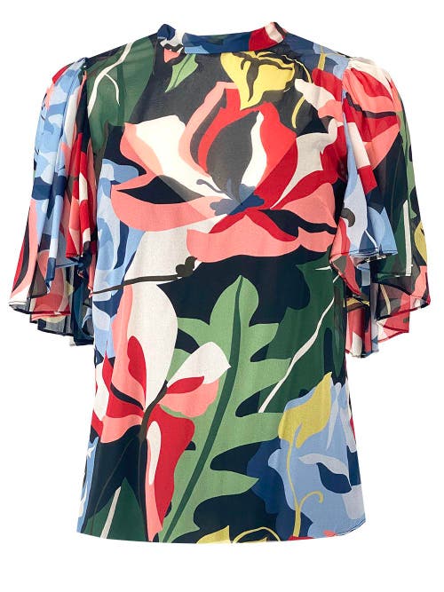 REBECCA TAYLOR REBECCA TAYLOR BOTANICAL GARDEN MOCK NECK BLOUSE